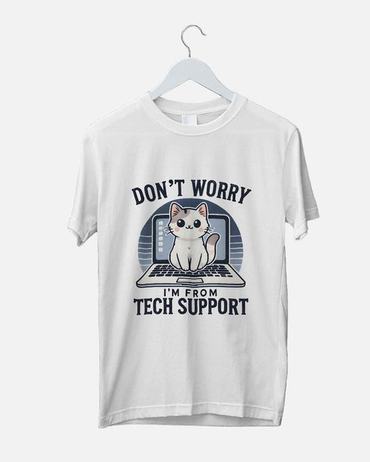 Áo Thun Nữ Cổ Tròn Cao Cấp Minh Nhật 69 Phông Tay Ngắn Cat Funny Don't Worry I'm From Tech Support