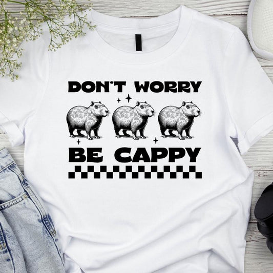 Áo Thun Nam Nữ Cổ Tròn Cao Cấp Minh Nhật 69 phông Tay Ngắn Don't Worry Be Cappy - Unisex