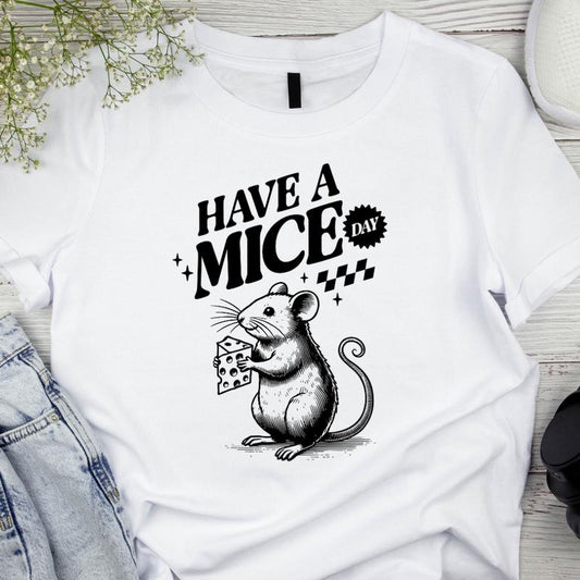 Áo Thun Nam Nữ Cổ Tròn Cao Cấp Minh Nhật 69 Phông Tay Ngắn Have A Mice Day - Unisex