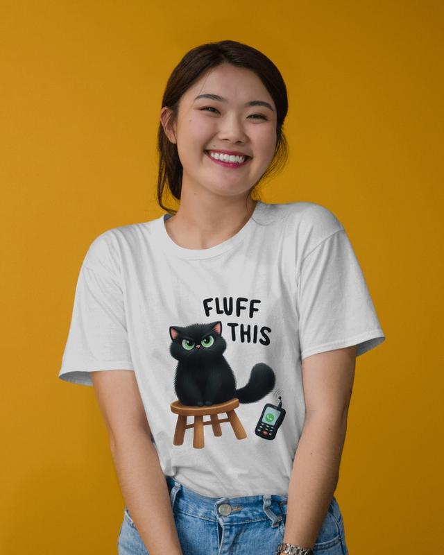 Áo Thun Nữ Cổ Tròn Cao Cấp Minh Nhật 69 Phông Tay Ngắn Cat Funny Fluff This