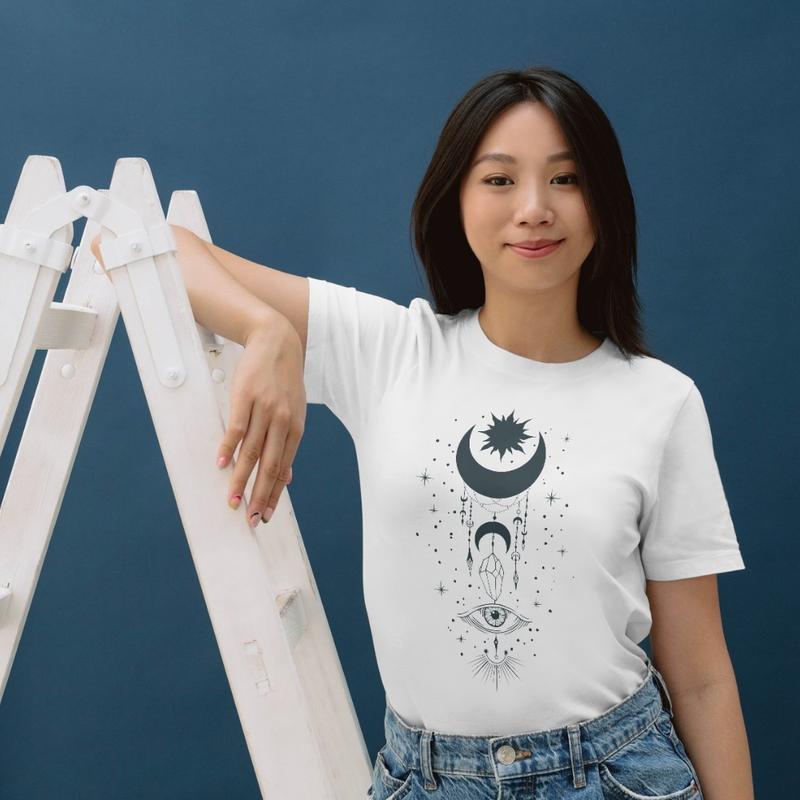 Áo Thun Nam Nữ Cổ Tròn Cao Cấp Minh Nhật 69 Phông Tay Ngắn Hand Drawn Mystical Moon Unisex