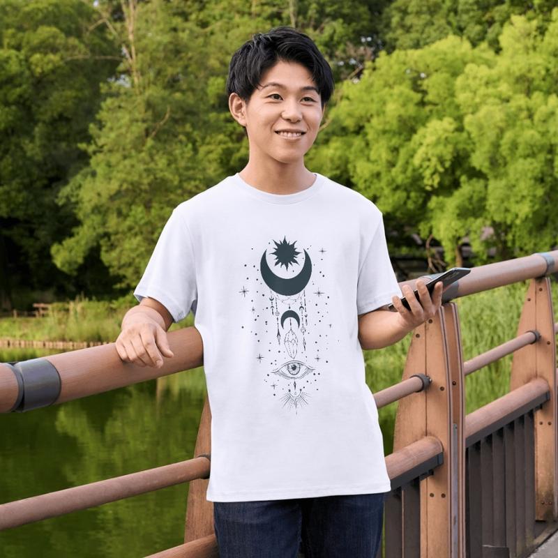 Áo Thun Nam Nữ Cổ Tròn Cao Cấp Minh Nhật 69 Phông Tay Ngắn Hand Drawn Mystical Moon Unisex