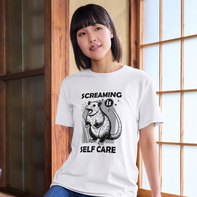 Áo Thun Nam Nữ Cổ Tròn Cao Cấp Minh Nhật 69 Phông Tay Ngắn Screaming Is Self Care - Unisex